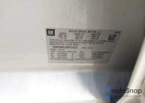 2016 Chevrolet Tahoe Lt z USA, uszkodzony, nr VIN 1GNSCBKC2GR122021